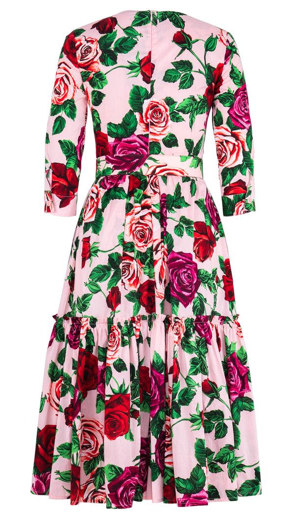 Samantha Sung Melanie Dress Crew Neck 3/4 Sleeve Midi Length Cotton Lawn (Charlotte Rose) 4