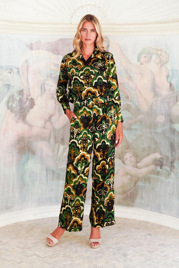 Samantha Sung Pajama Shirt & Pajama Pants Silk Twill (Retro)