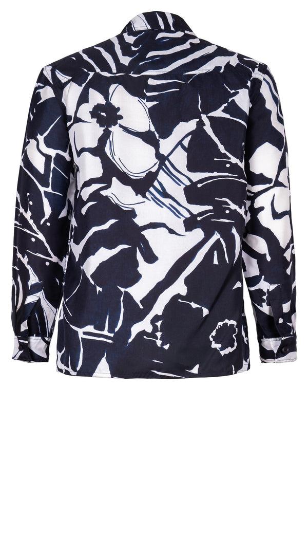 Samantha Sung Pajama Shirt Silk Twill (Caligraphy Flower)