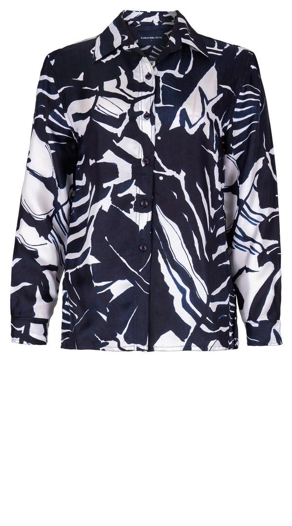 samantha sung Pajama Shirt Silk Twill (Caligraphy Flower)