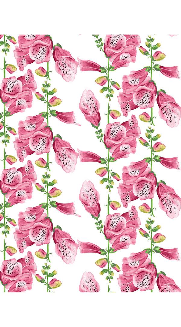 Samantha Sung Pajama Shirt Silk Twill (Fox Glove Flower Small White)