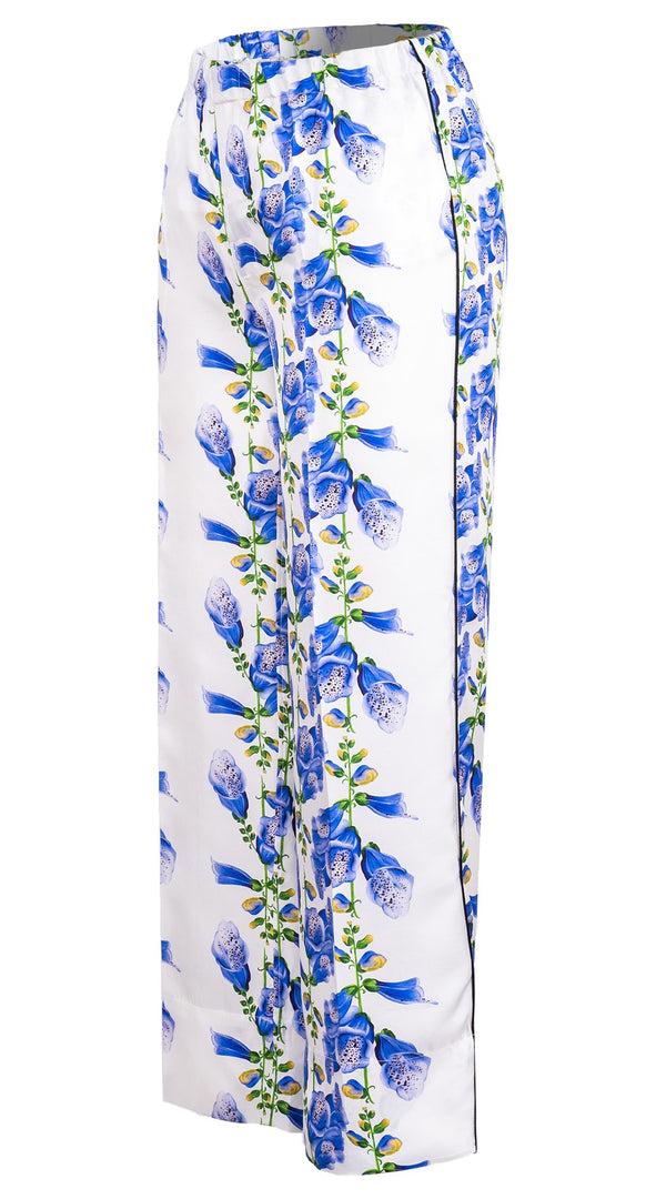 Samantha Sung Pants Silk (Fox Glove Flower Small White)