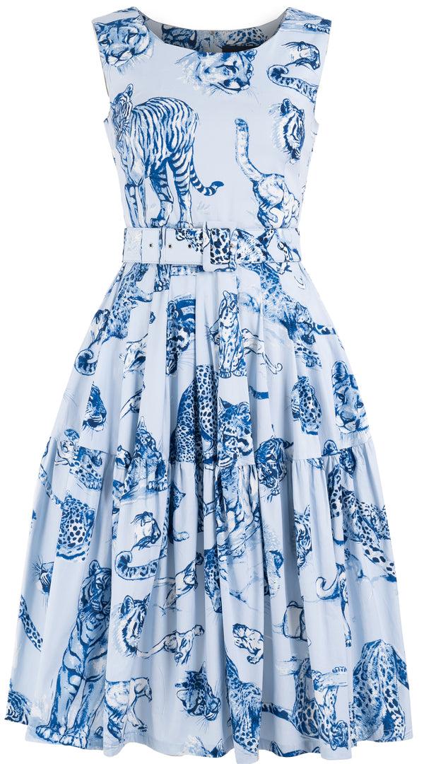 samantha sung Rose Dress Crew Neck Sleeveless Long Length Cotton Stretch (Tiger Toile Ground) 1