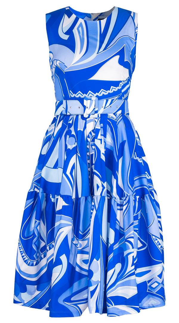 samantha sung Rose Dress Crew Neck Sleeveless Long Length Cotton Stretch (Pucciesque Africani)