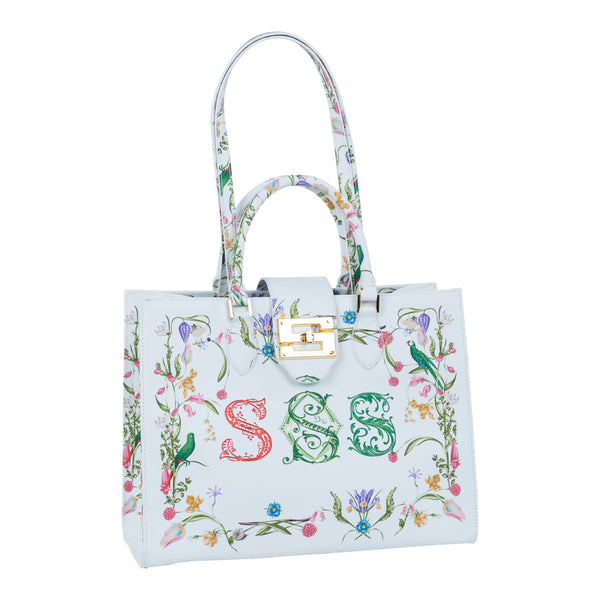 Samantha Sung Audrey Tote_Medium_Botanic SSS_White