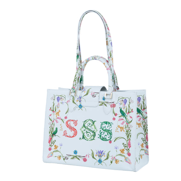 Samantha Sung Audrey Tote_Medium_Botanic SSS_White