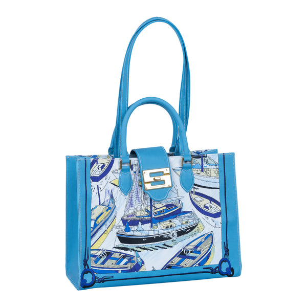 Samantha Sung Audrey Tote_Medium_Canne New_Aqua