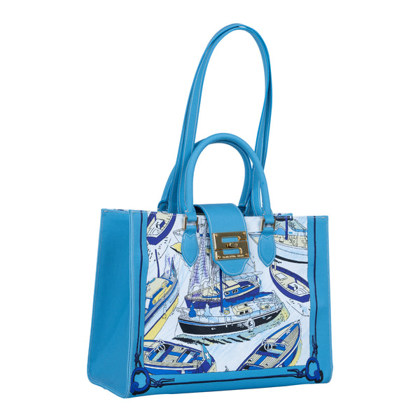 Samantha Sung Audrey Tote_Medium_Canne New_Aqua