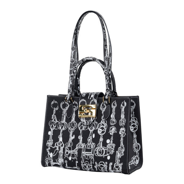 Samantha Sung Audrey Tote_Medium_Horse Chain_Black