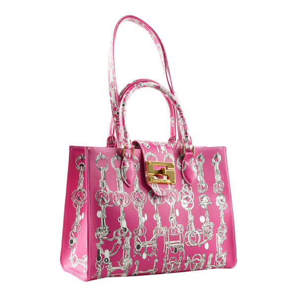 Samantha Sung Audrey Tote_Medium_Horse Chain_Pink