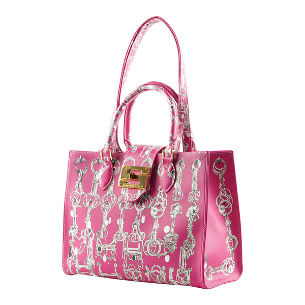 Samantha Sung Audrey Tote_Medium_Horse Chain_Pink