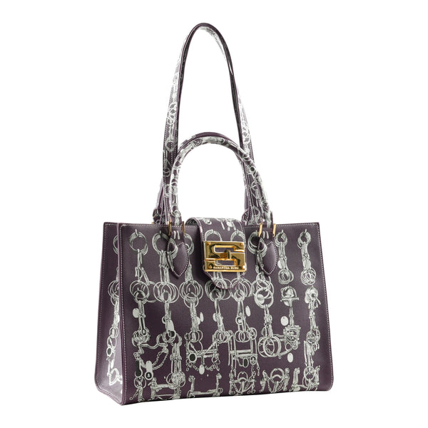 Samantha Sung Audrey Tote_Medium_Horse Chain_Plum