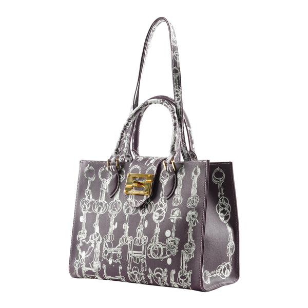 Samantha Sung Audrey Tote_Medium_Horse Chain_Plum