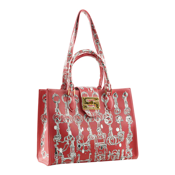 Samantha Sung Audrey Tote_Medium_Horse Chain_Red