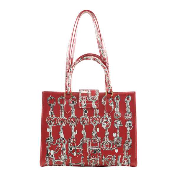 Samantha Sung Audrey Tote_Medium_Horse Chain_Red