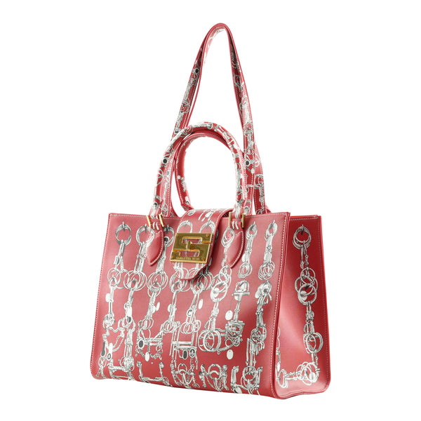 Samantha Sung Audrey Tote_Medium_Horse Chain_Red