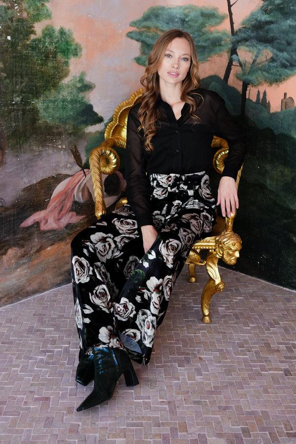 Samantha Sung Peiga Pants Silk Velvet (White Rose)