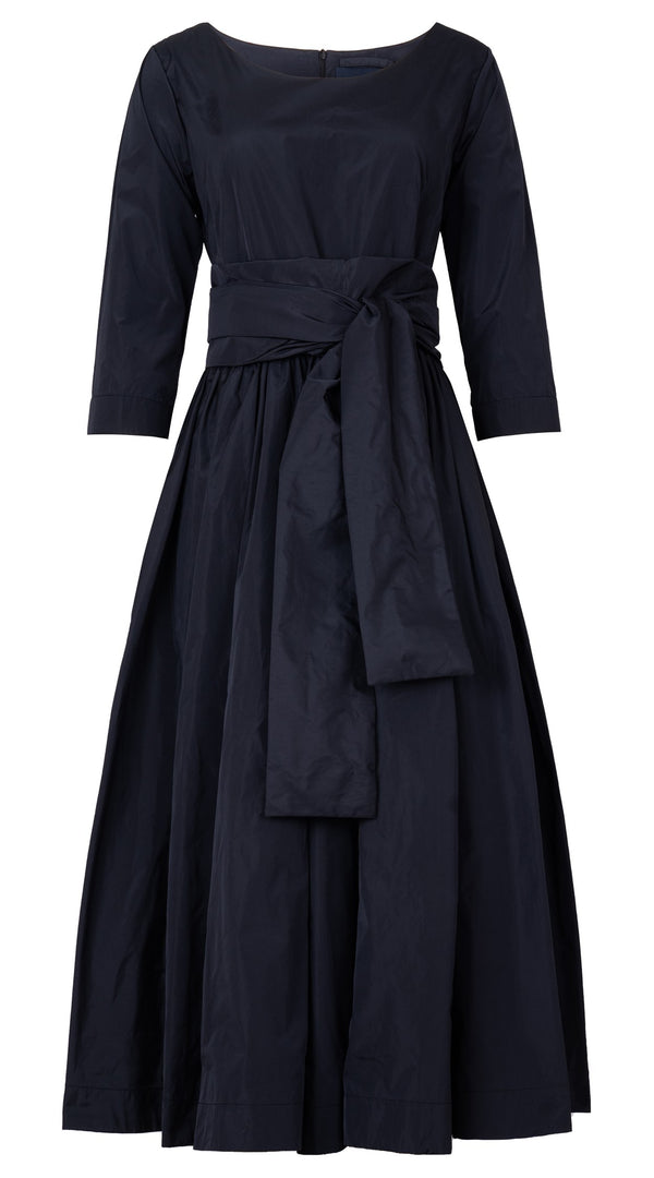 Samantha Sung Terry Dress Boat Neck 3/4 Sleeve Midi Plus Length Silk Taffta (Solid)