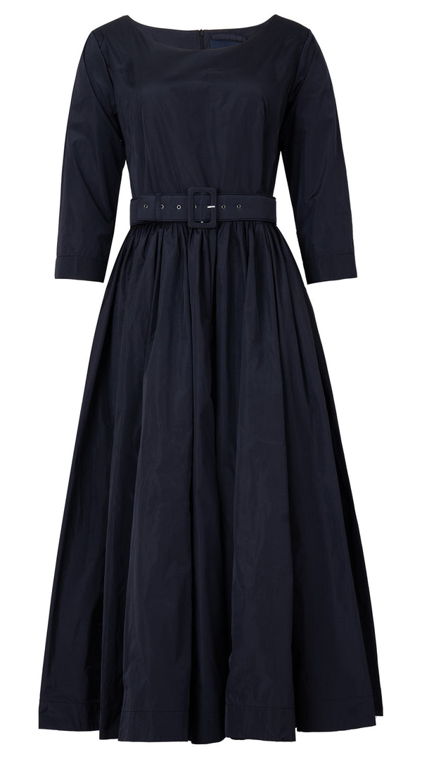 samantha sung Terry Dress Boat Neck 3/4 Sleeve Midi Plus Length Silk Taffta (Solid)