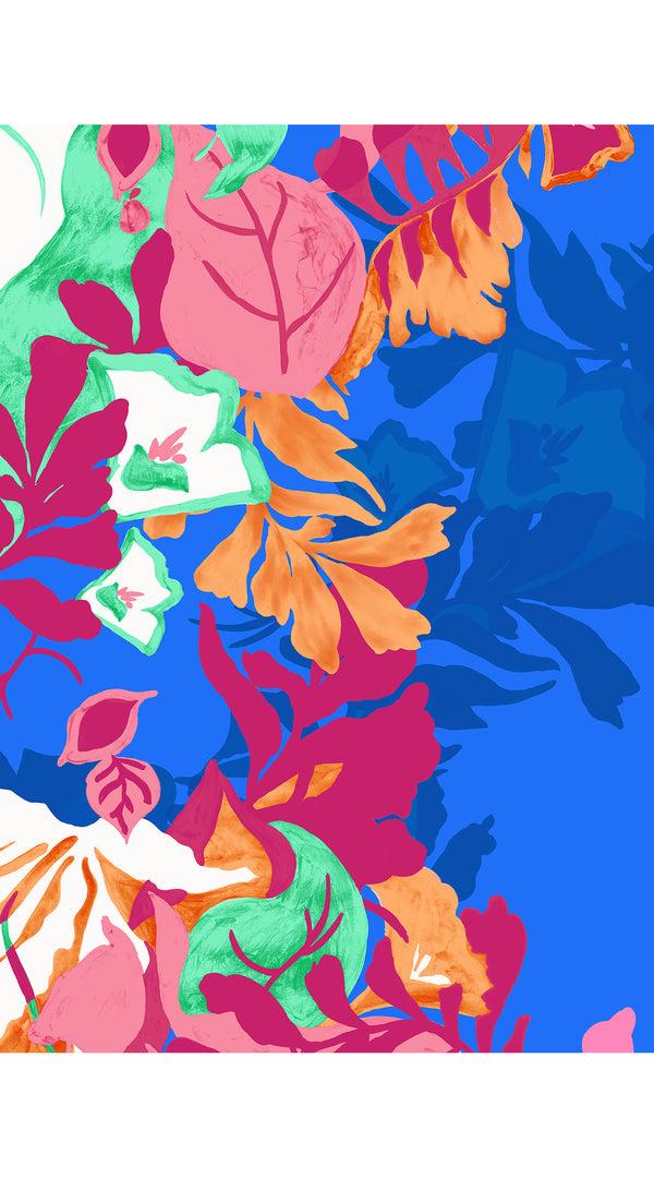 Samantha Sung Terry Dress Shirt Collar 3/4 Sleeve Midi Plus Length Poliamide Taffta (Spanish Garden)