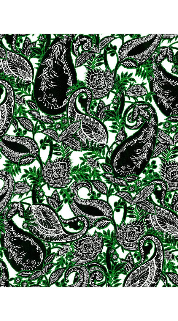 Samantha Sung Terry Dress Shirt Collar 3/4 Sleeve Midi Plus Length Poliamide Taffta (Cachemire Paisley White)