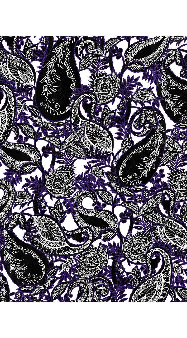 Samantha Sung Terry Dress Shirt Collar 3/4 Sleeve Midi Plus Length Poliamide Taffta (Cachemire Paisley White)