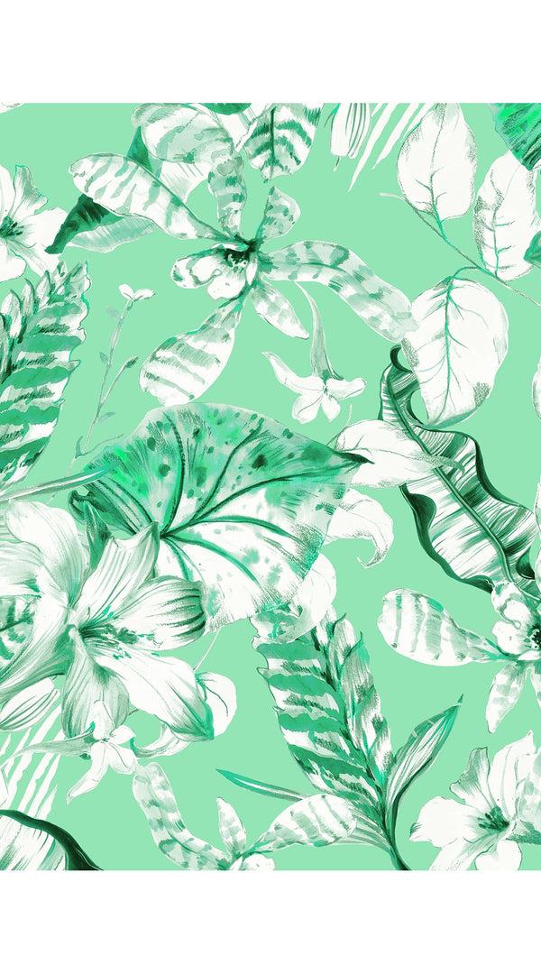 Samantha Sung Terry Dress Shirt Collar 3/4 Sleeve Midi Plus Length Poliamide Taffta (Botanic Santuary Pastel)