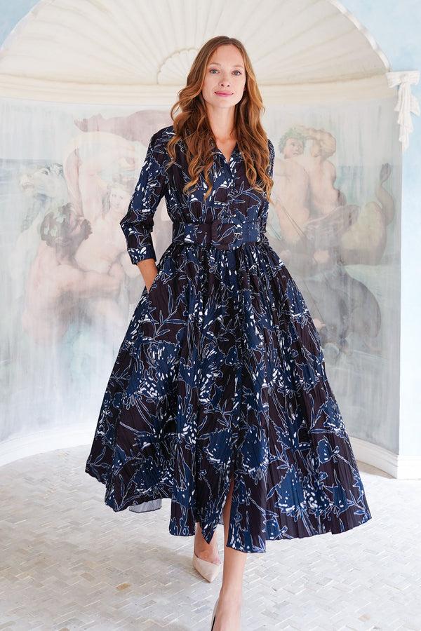 samantha sung Terry Dress Shirt Collar 3/4 Sleeve Midi Plus Length Poliamide Taffta (Primavery Silhouette Ground) samantha sung Terry Dress Shirt Collar 3/4 Sleeve Midi Plus Length Poliamide Taffta (Primavery Silhouette Ground)