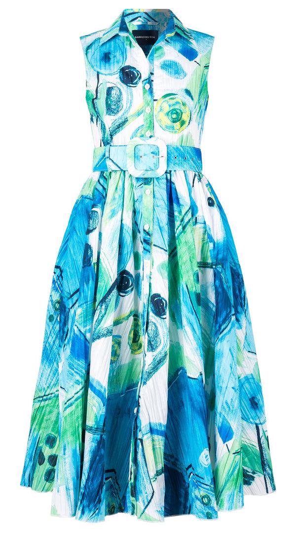 samantha sung Terry Dress Shirt Collar Sleeveless Midi Length Poliamide Taffta (Bastera Painting)