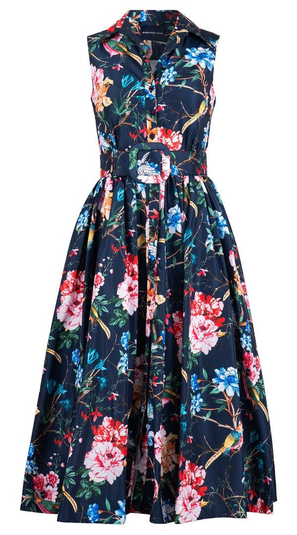 samantha sung Terry Dress Shirt Collar Sleeveless Midi Plus Length Poliamide Taffta (Heart Manor Small)