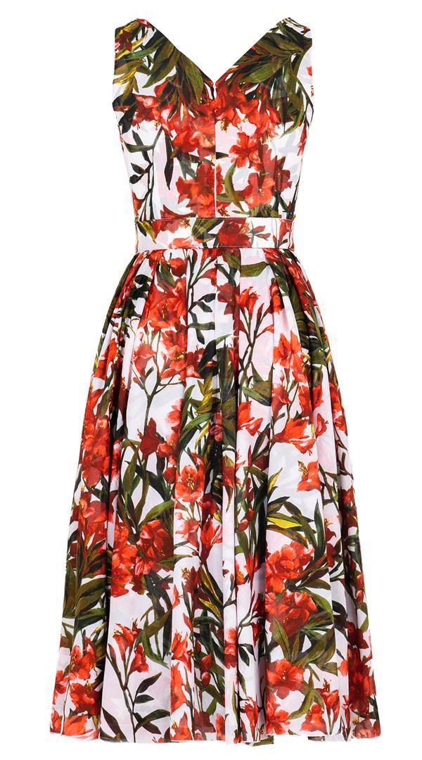 Samantha Sung Vivien Dress V Neck Sleeveless Midi Length Musola (Paper Flower White) 1