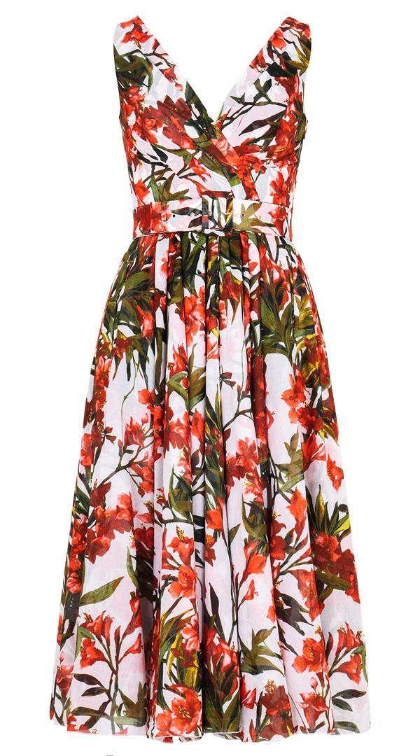 samantha sung Vivien Dress V Neck Sleeveless Midi Length Musola (Paper Flower White) 1