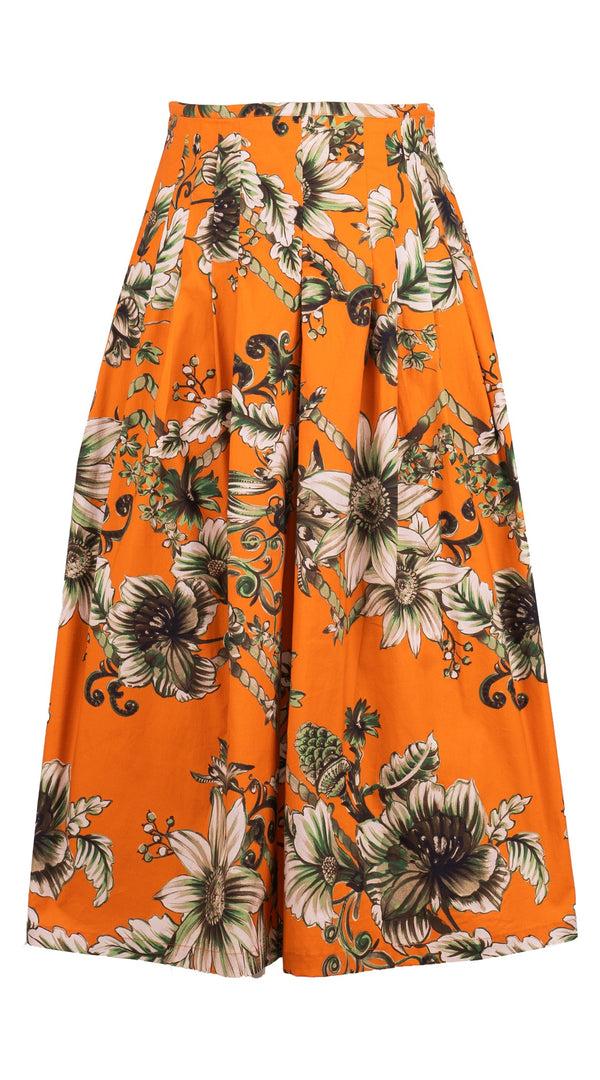 samantha sung Zelda Skirt Midi Length Cotton Musola (Flower Luxembrug Ivory)