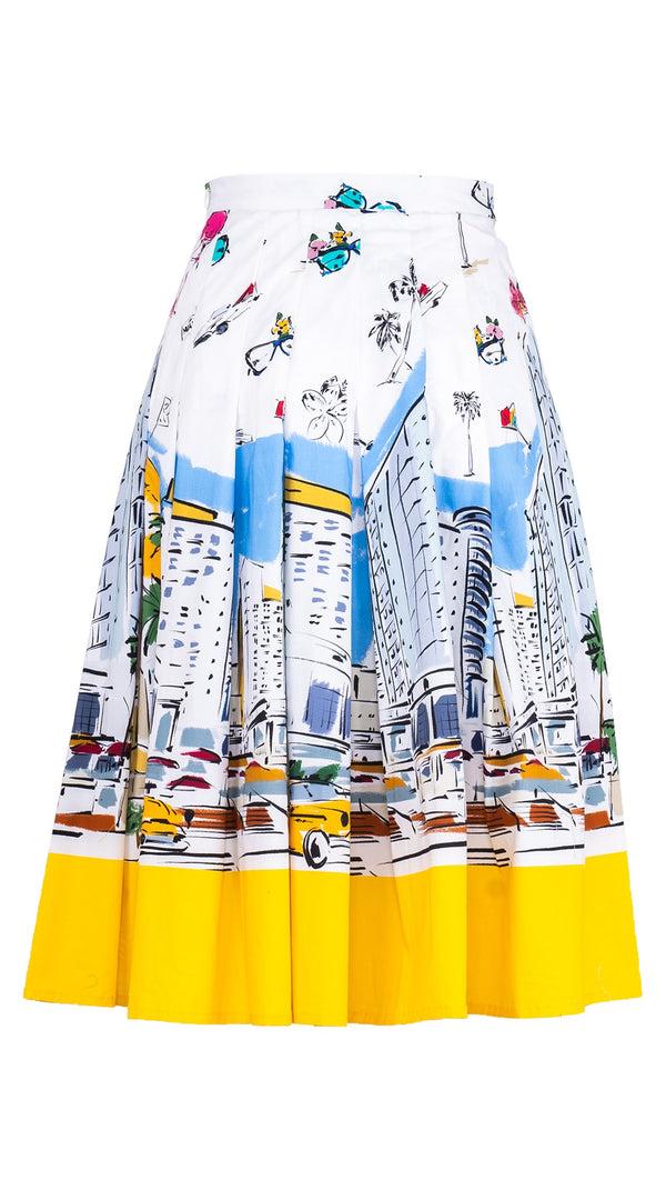 Samantha Sung Zeller Skirt Long Length Cotton Stretch (Monaco White)