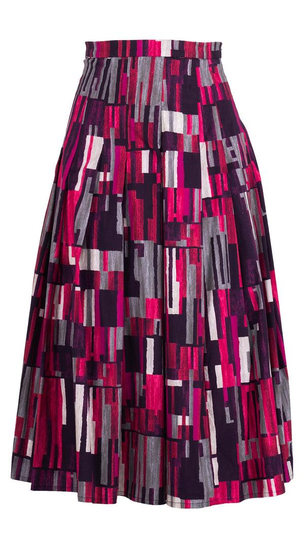 Samantha Sung Zeller Skirt Midi Length Cotton Stretch (Granada Rug)