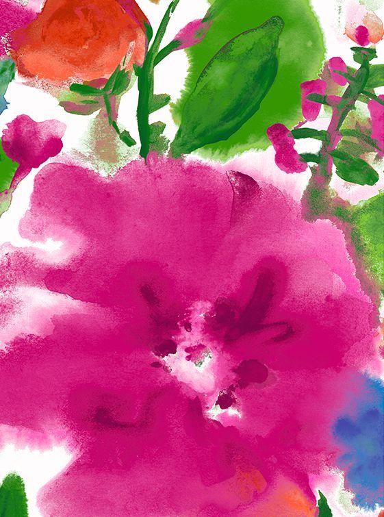 samantha sung Zeller Skirt Midi Length Cotton Stretch (Watercolor Bloom)