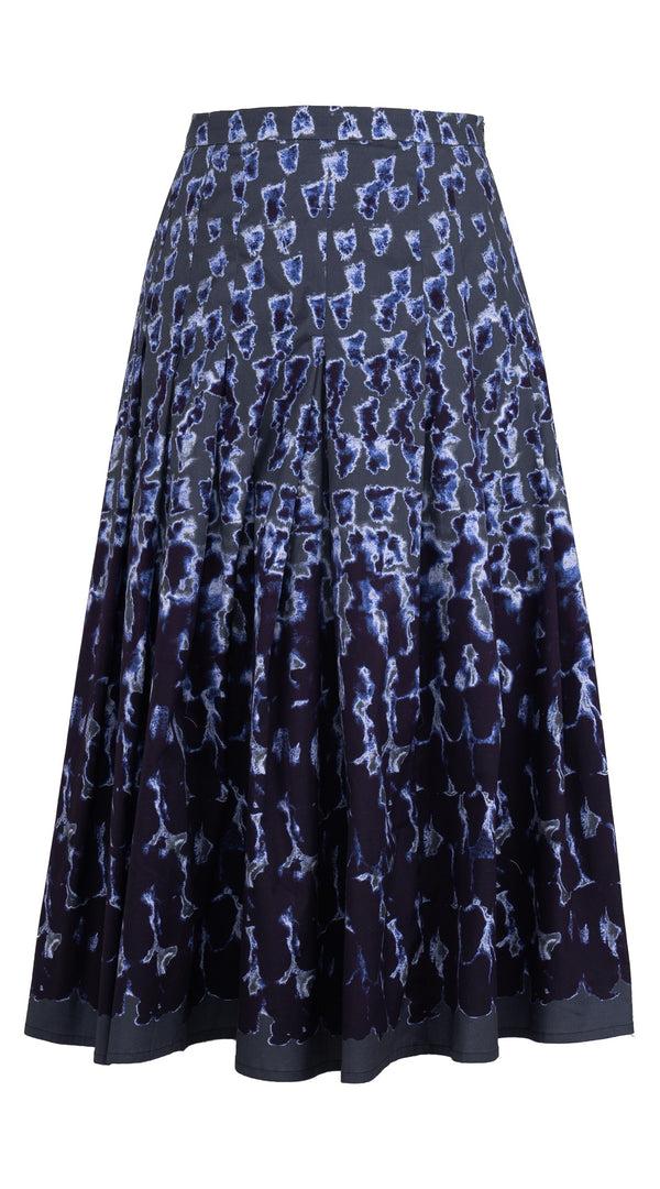 samantha sung Zeller Skirt Midi Length Poplin Stretch (Brush Degrade Multi)