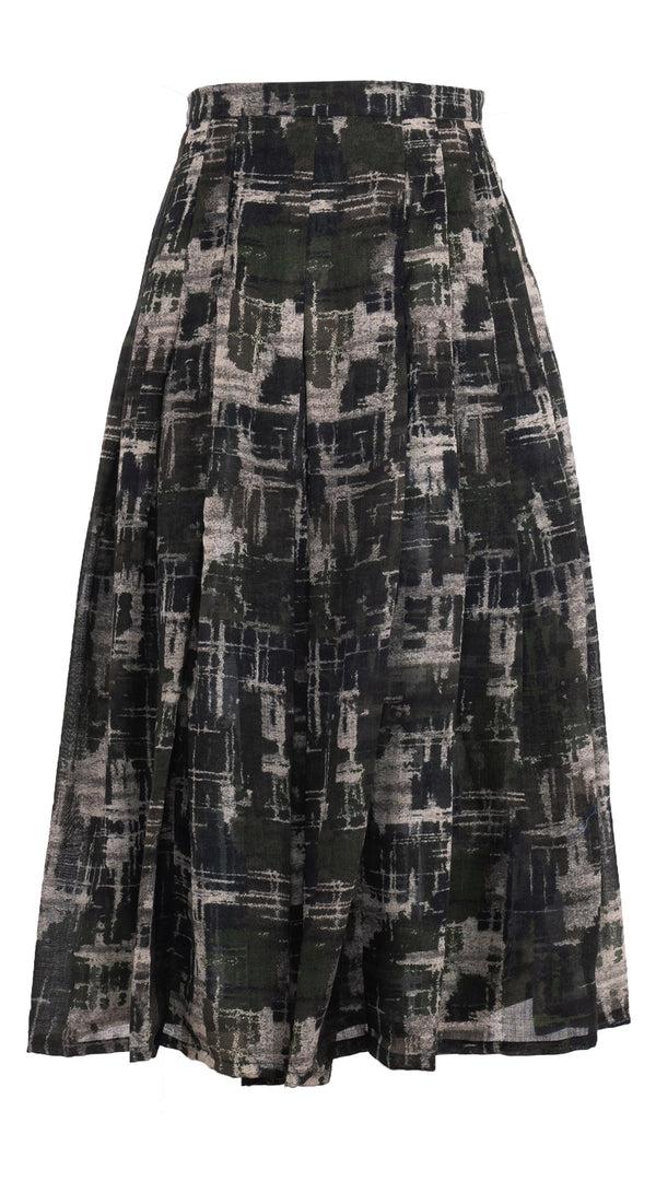 samantha sung Zeller Skirt Midi Length Wool (Alhambra Rug) - Green