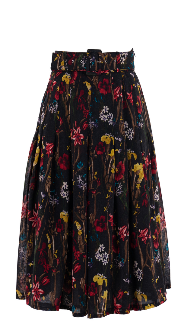 samantha sung Zeller Skirt Midi Length Wool(Delanica Flower) 3