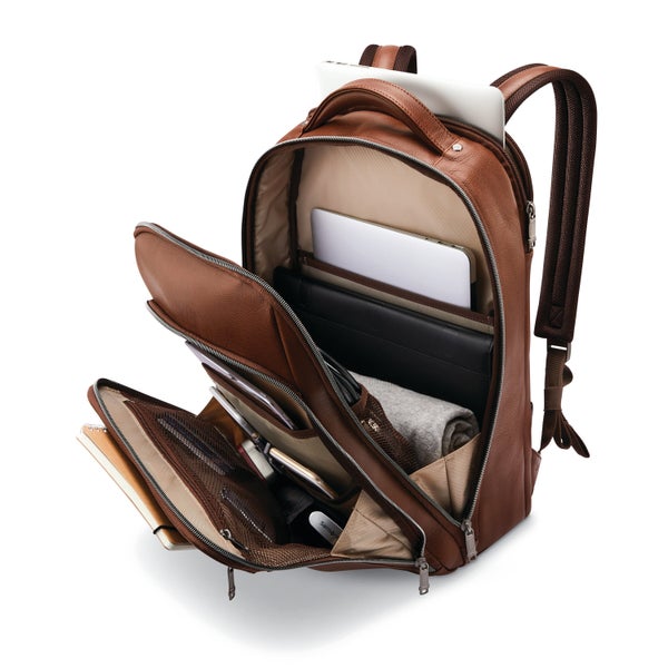 Samsonite Classic Leather Backpack Cognac