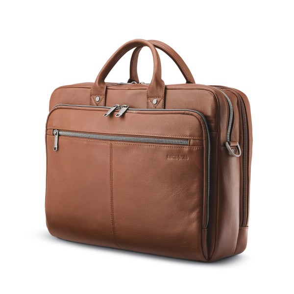 samsonite Classic Leather Toploader Cognac