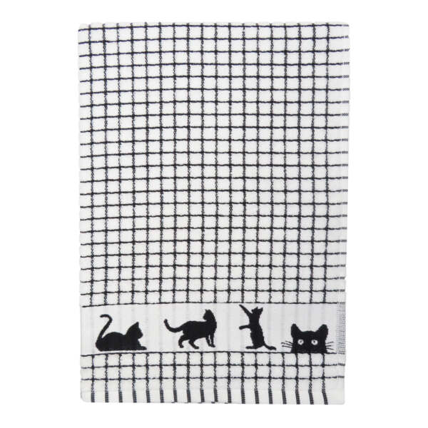 samuel lamont & sons Poli-Dri Jacquard Black Cat Tea Towel