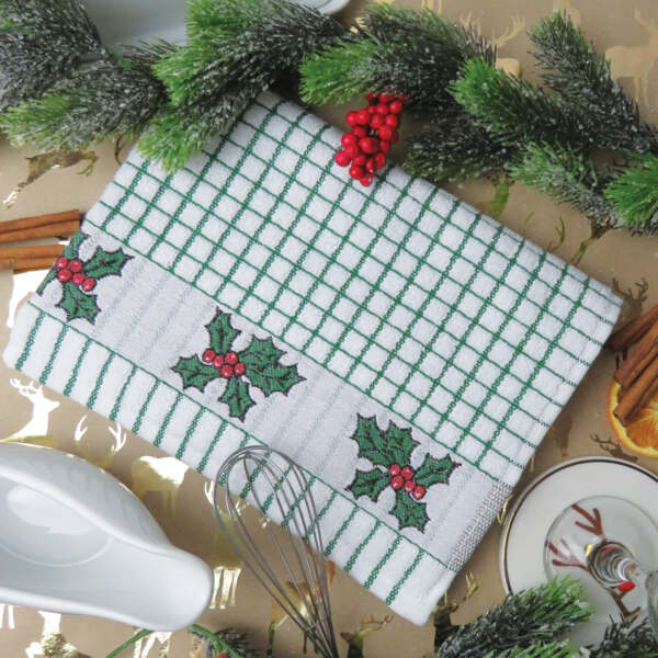 Samuel Lamont & Sons Poli-Dri Jacquard Holly Tea Towel