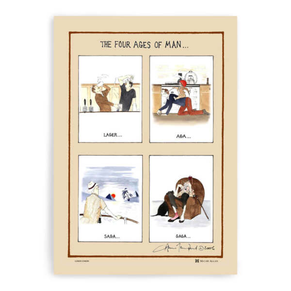 samuel lamont & sons Tottering The Four Ages of Man Tea Towel