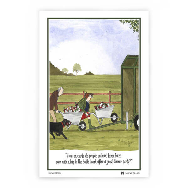 samuel lamont & sons Tottering Trips to the Bottle Bank Tea Towel