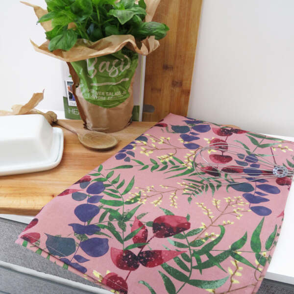 Samuel Lamont & Sons Wild Florals Cotton Tea Towel Soft Blush