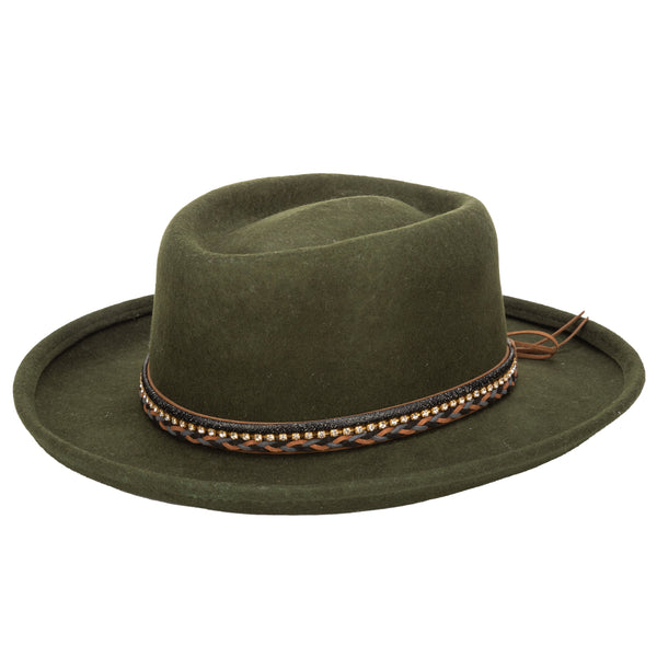 san diego hat company Ain't Me Babe - Women's Gambler With Rhinestone Braided Band