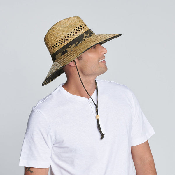 San Diego Hat Company Americana - Men's Rush Straw Outback Hat Natural/Camo