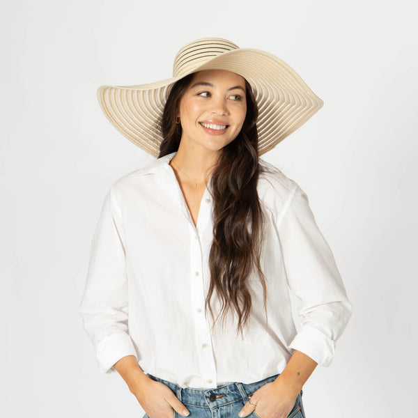 San Diego Hat Company Bella - Wide Brim Floppy Sun Hat Beige
