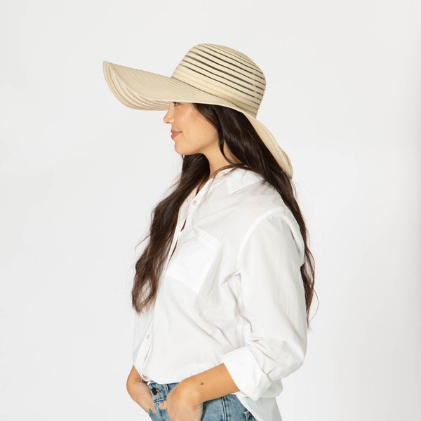 San Diego Hat Company Bella - Wide Brim Floppy Sun Hat Beige